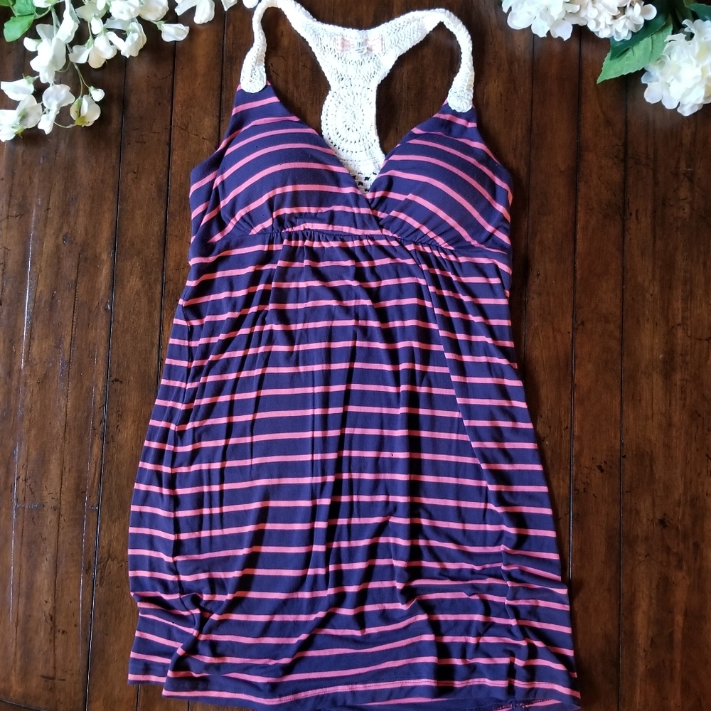 PINK ROSE | Sun Dress Racerback Stripe Stretch Sm